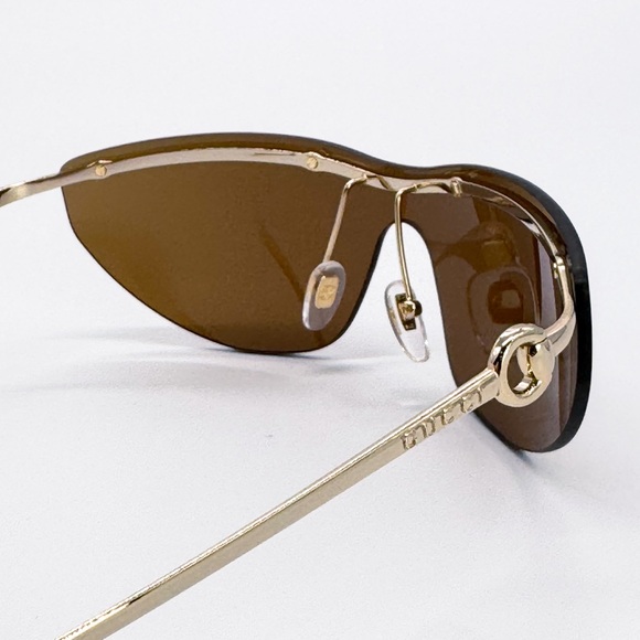 NEW GUCCI GG1700S 004 SUNGLASSES SHIELD GOLD BROWN WOMEN GUCCI EYEWEAR - Picture 7 of 10